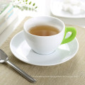 Customized logo bulk china tea cup and saucer sets with silicone handle